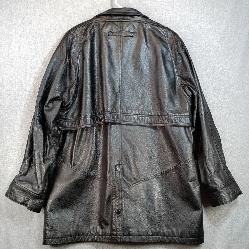Vintage 90s Wilsons Leather Mens L Black Leather Jacket Oversized Bomber Grunge - Picture 3 of 16